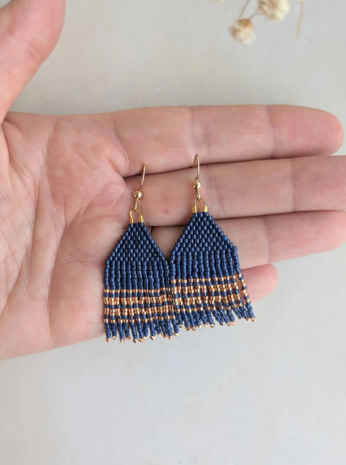 Boucles à franges artisanales bleues marine