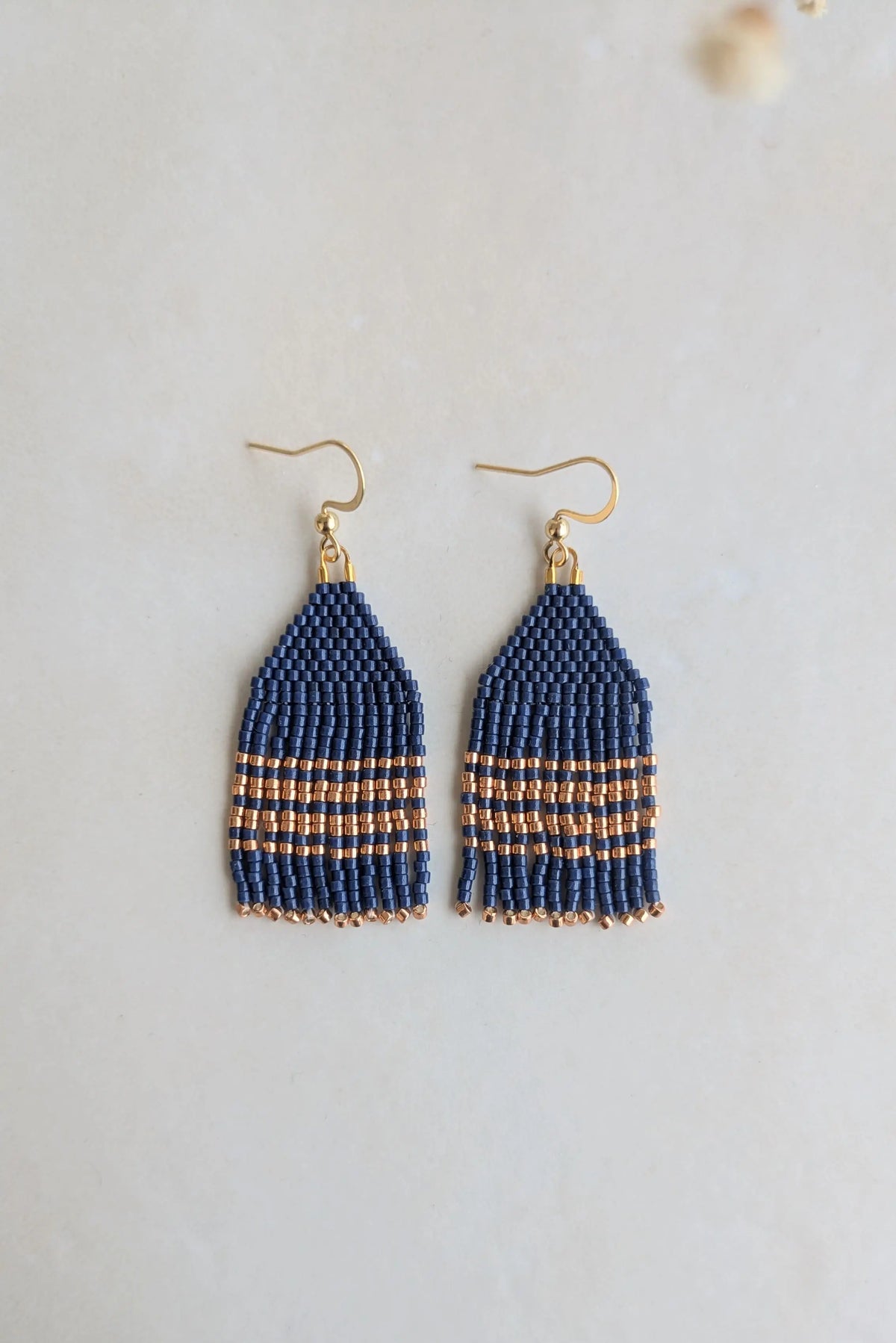 Boucles à franges artisanales bleues marine