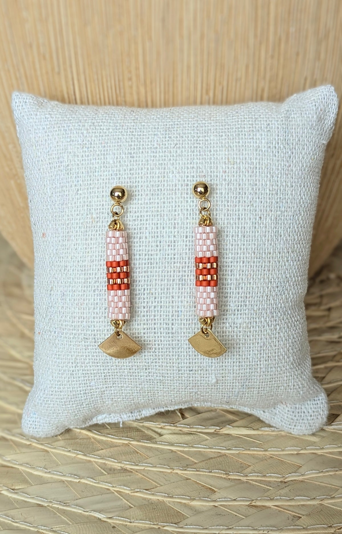 Boucles d'oreilles tube SAMBA – Rose et rouge