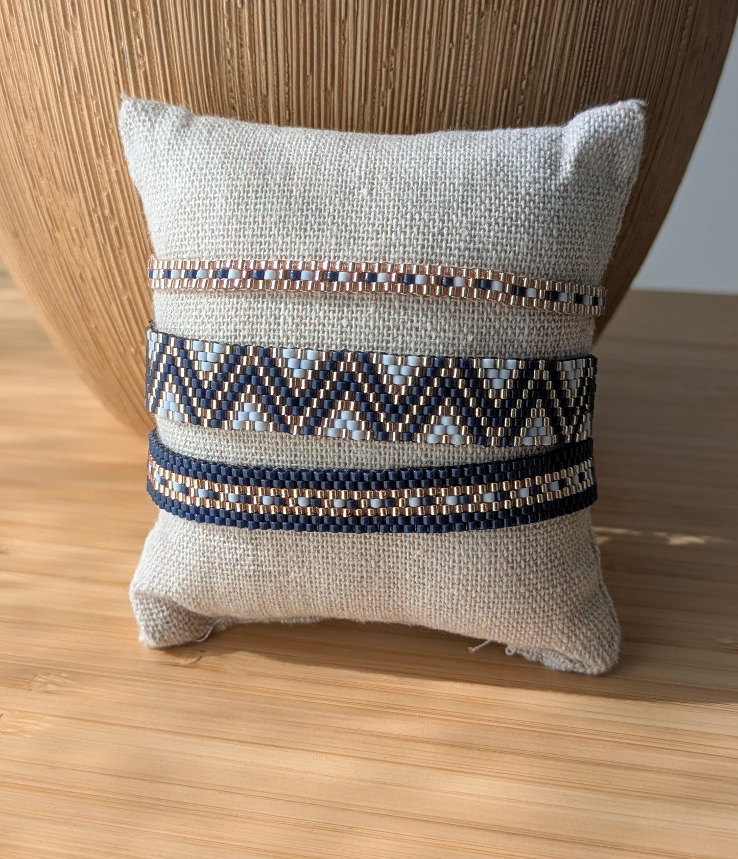 Ensemble de trois bracelets Pampaya bleus assortis - style bohème chic