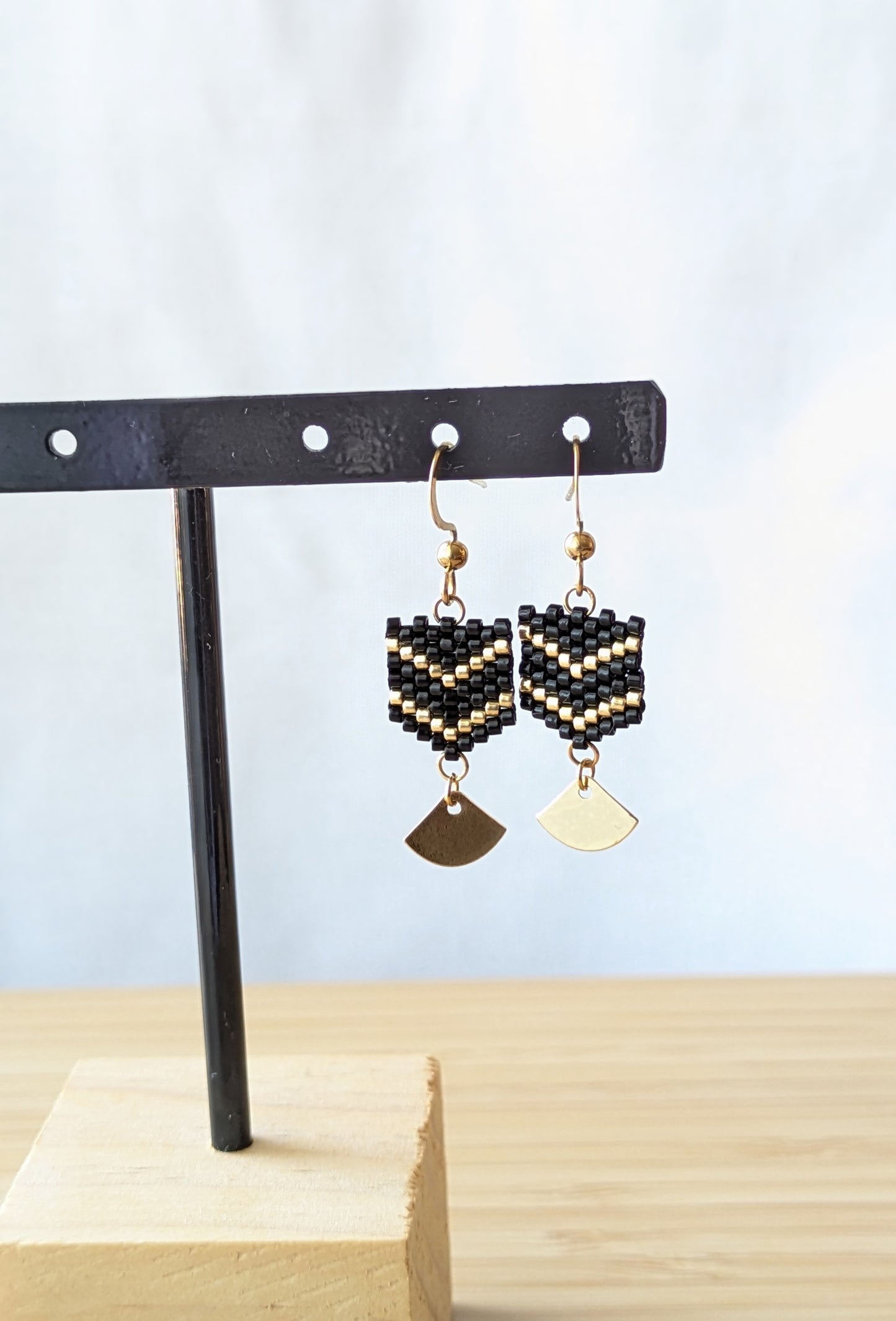 FANNY - Boucles d'Oreilles Pendantes en Perles Miyuki - Noires