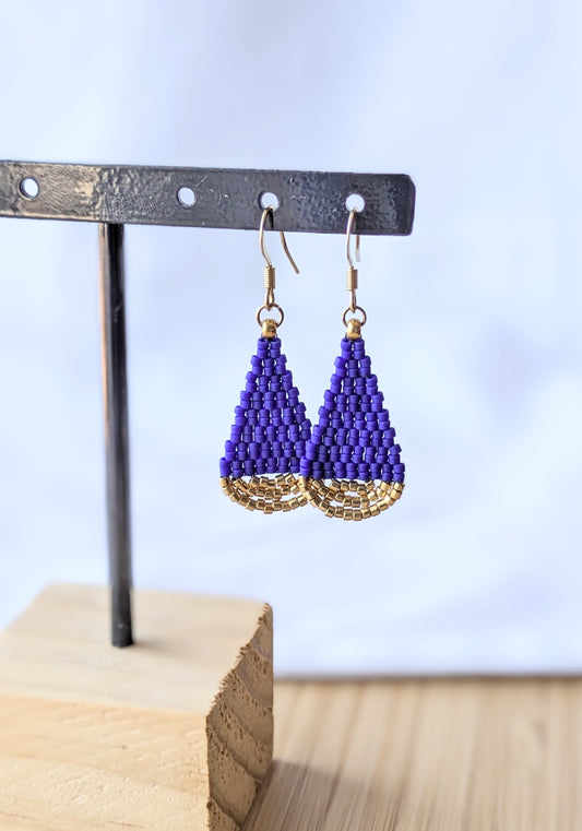 Boucles d'oreilles goutte - Bleu cobalt et doré