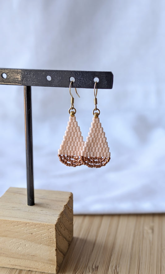 Boucles d'oreilles goutte - Rose Pêche et Cuivré