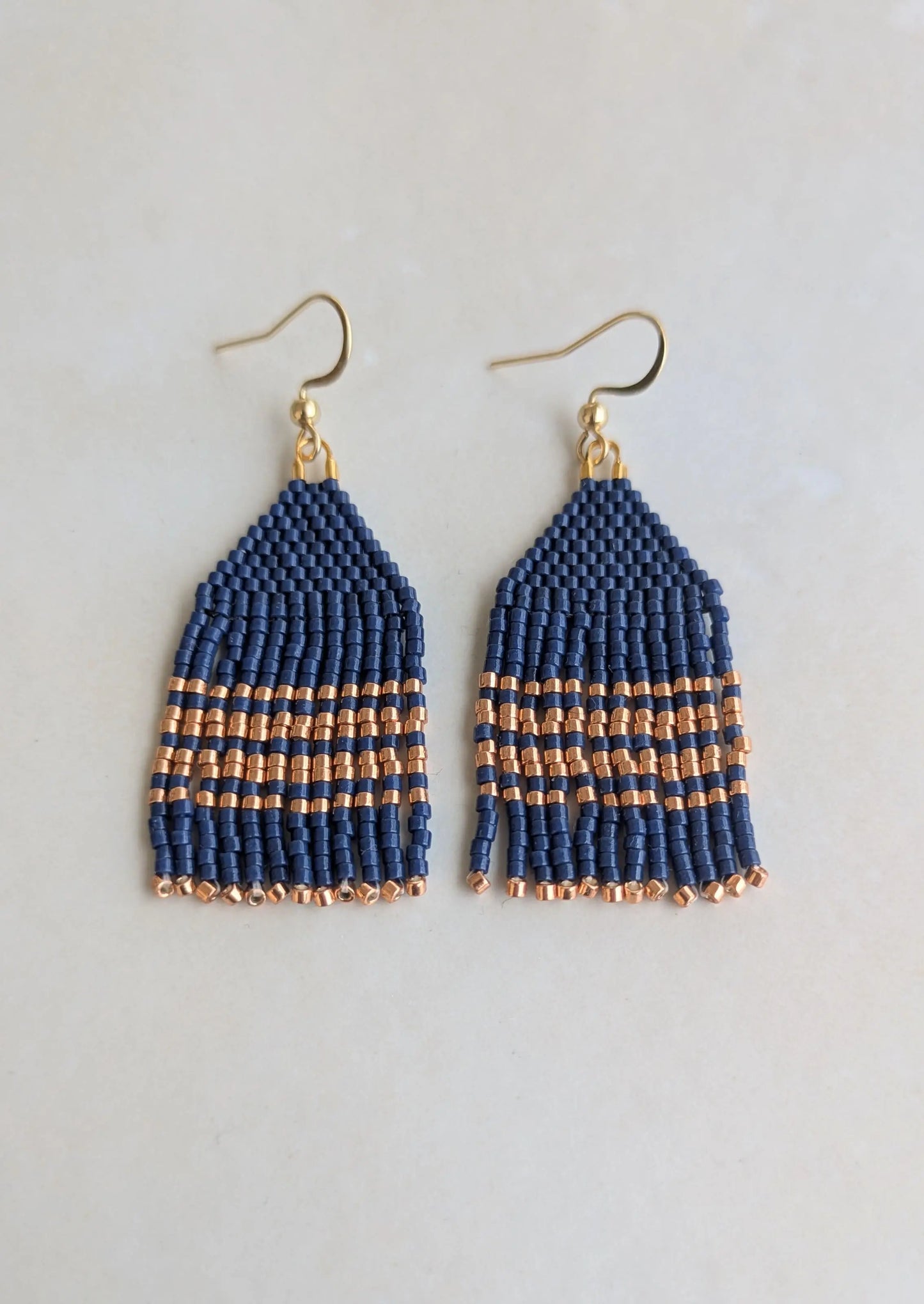 Boucles à franges artisanales bleues marine