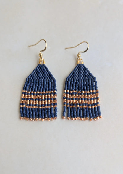 Boucles à franges artisanales bleues marine