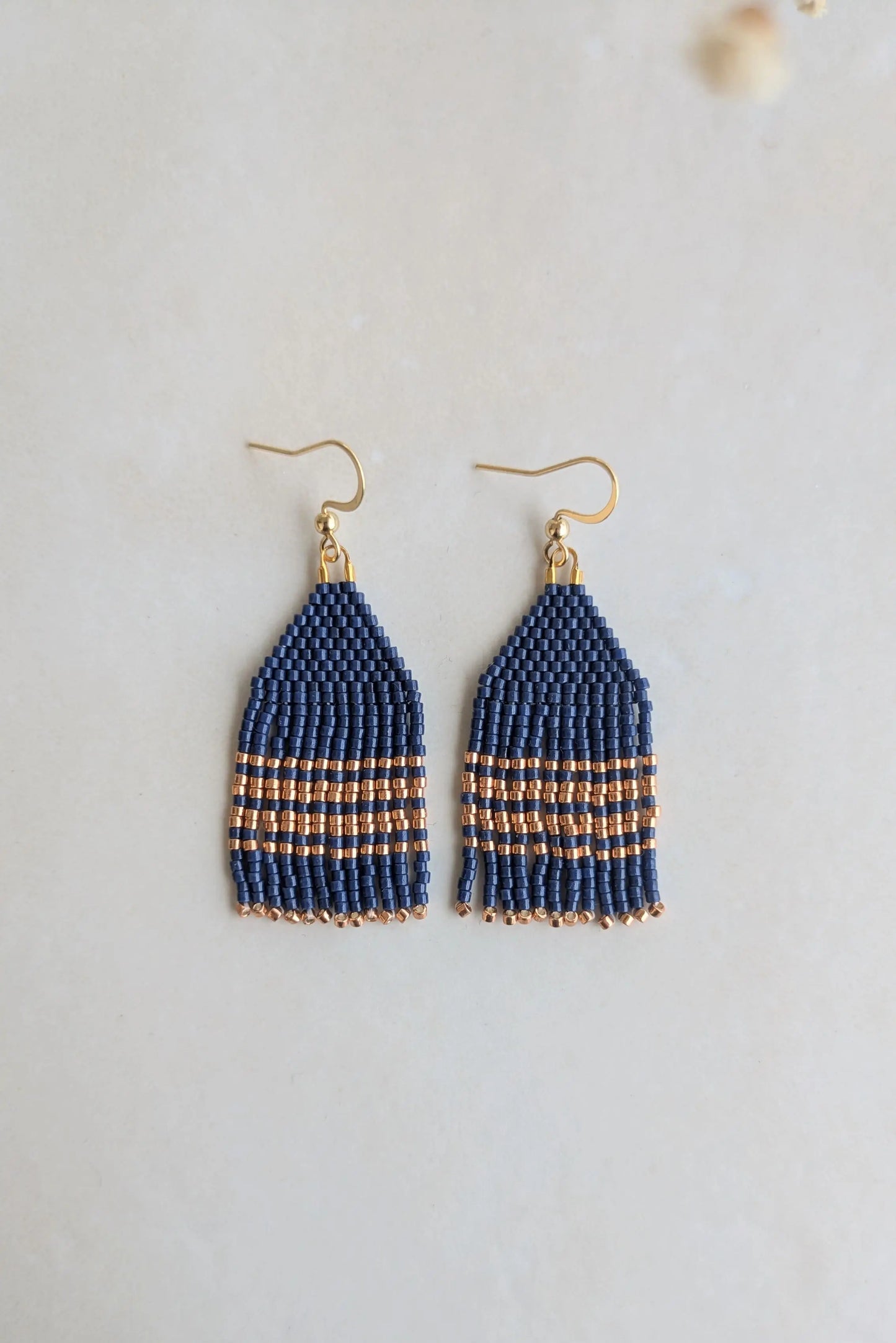 Boucles à franges artisanales bleues marine