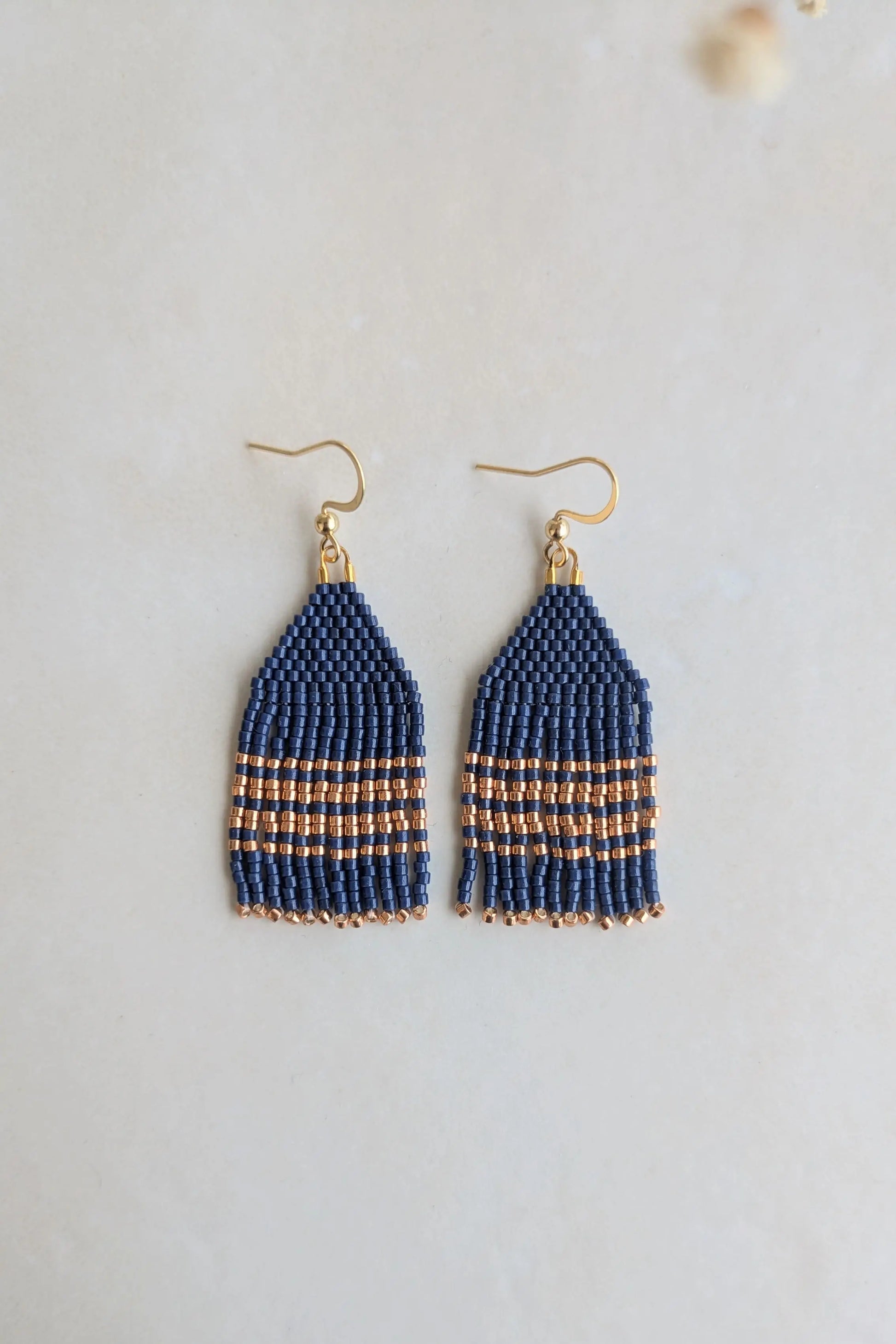 Boucles à franges artisanales bleues marine