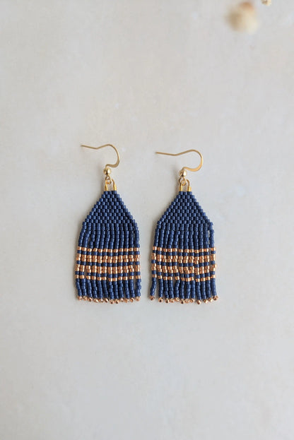 Boucles à franges artisanales bleues marine