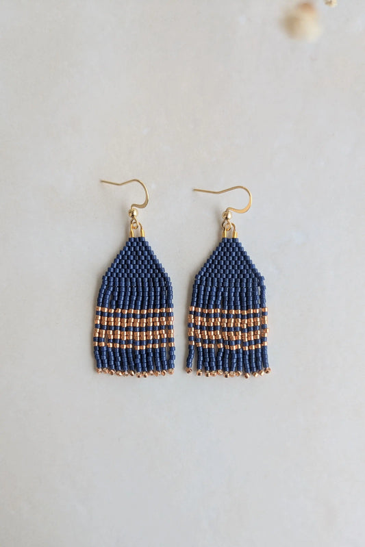 Boucles à franges artisanales bleues marine