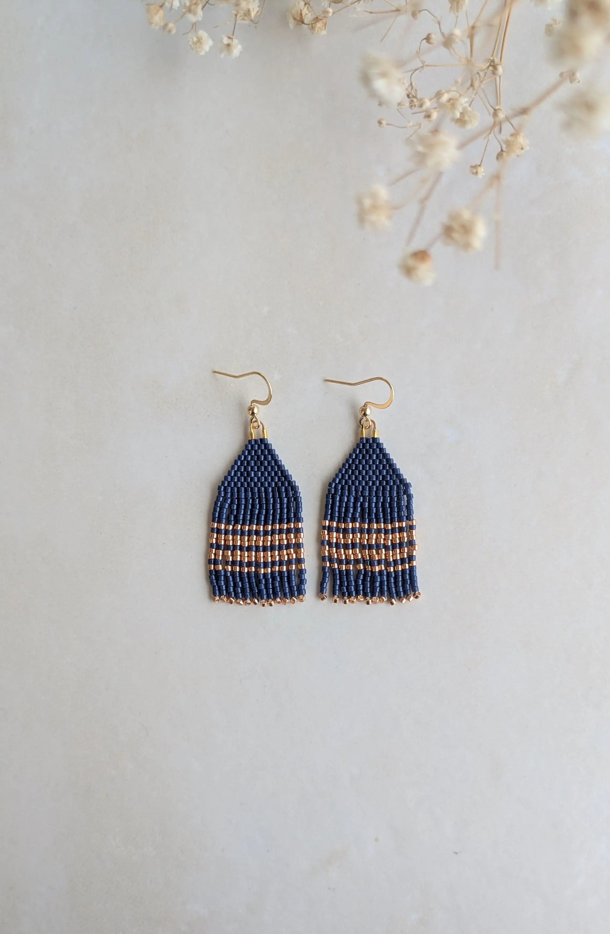 Boucles à franges artisanales bleues marine