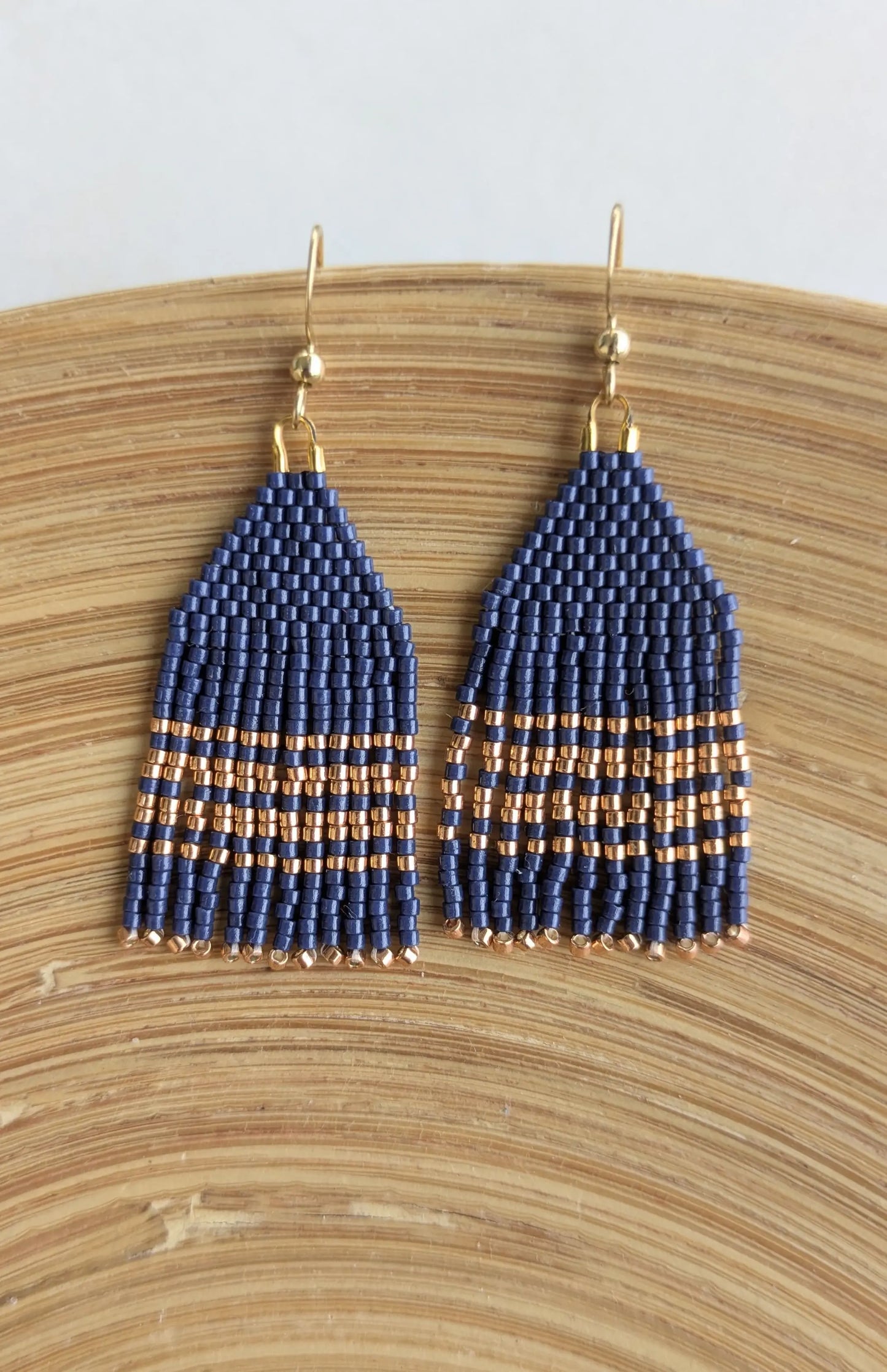 Boucles à franges artisanales bleues marine