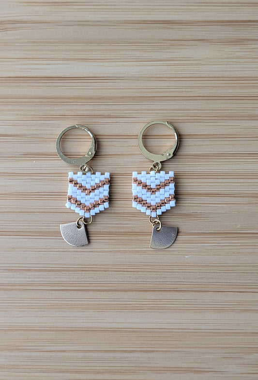 FANNY - Boucles d'Oreilles sequin éventail - Blanc
