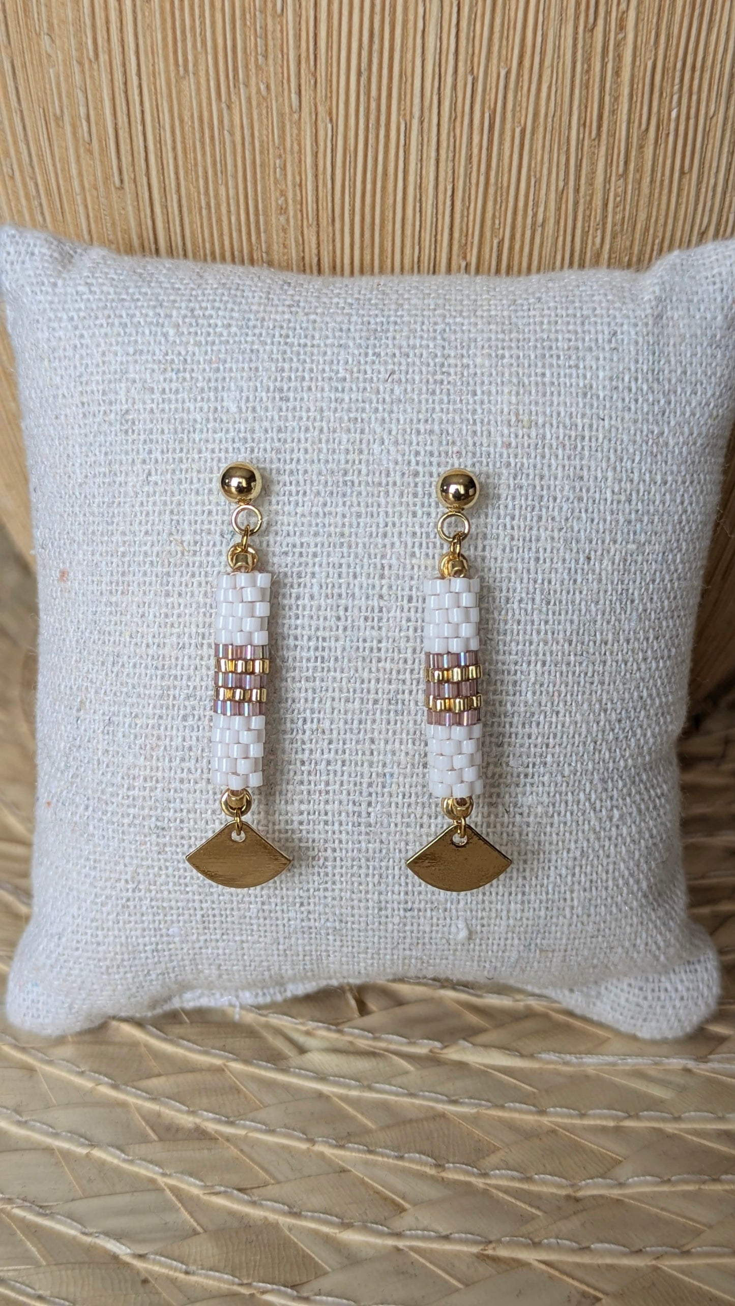 Boucles d'oreilles tube SAMBA – Blanc et rose