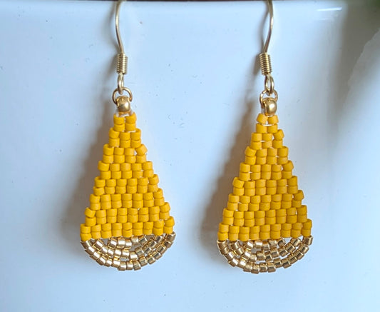 Boucles d'oreilles goutte - Jaune et doré