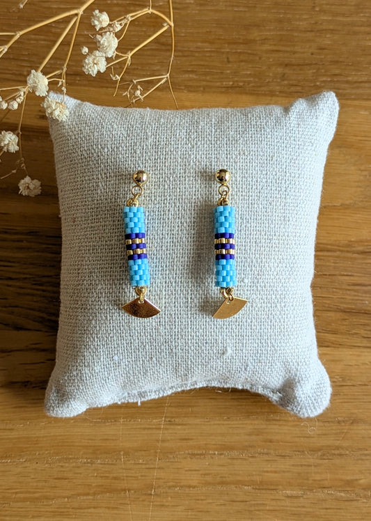 Boucles d'oreilles tube SAMBA – Bleu