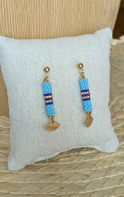 Boucles d'oreilles tube SAMBA – Bleu