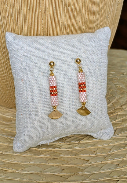 Boucles d'oreilles tube SAMBA – Rose et rouge