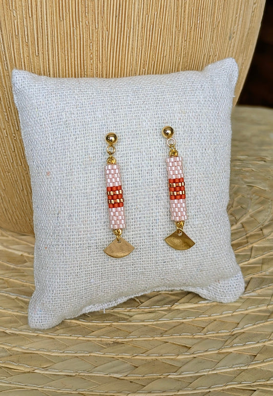 Boucles d'oreilles tube SAMBA – Rose et rouge