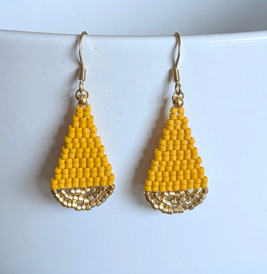 Boucles d'oreilles goutte - Jaune et doré