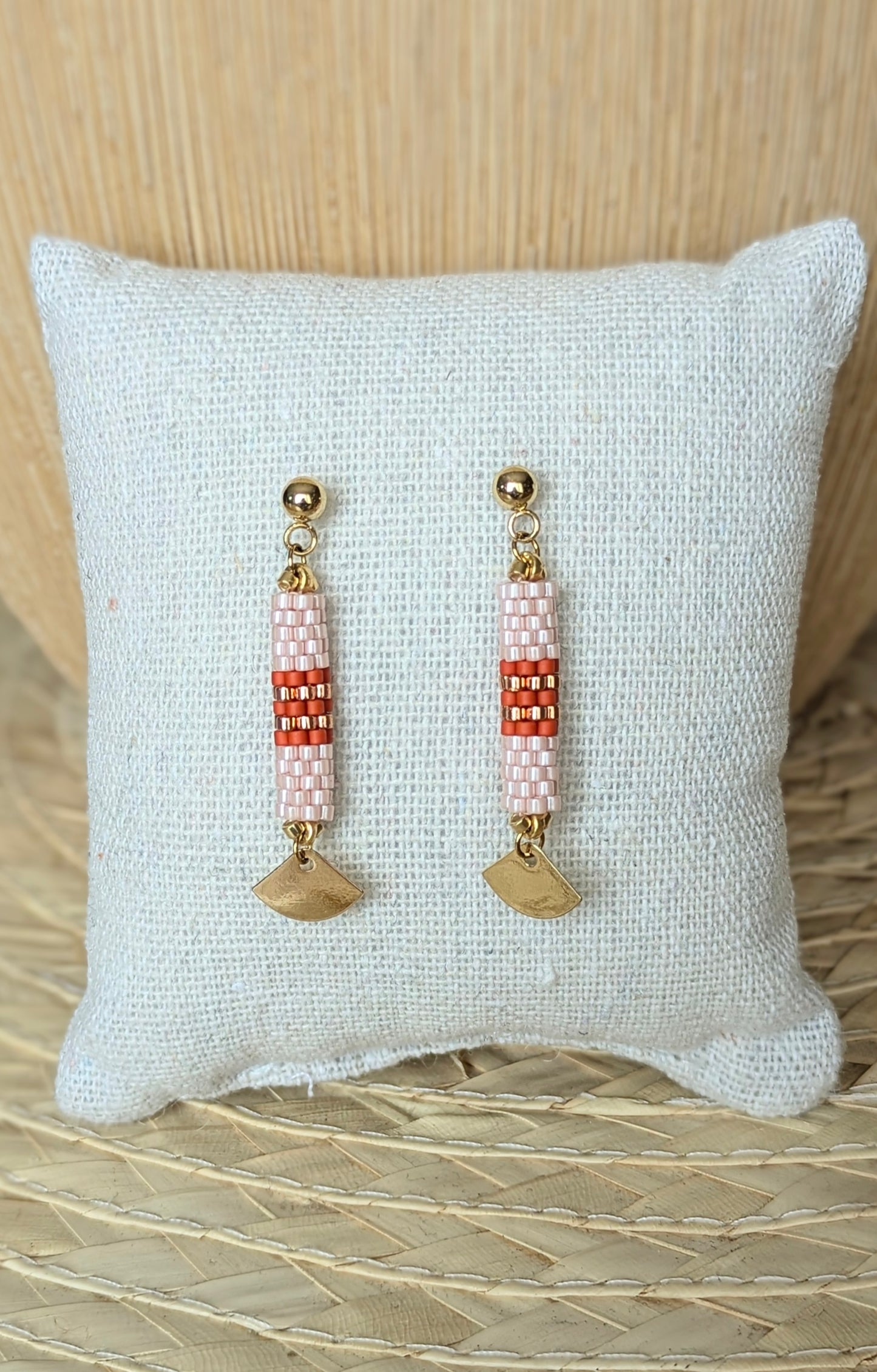 Boucles d'oreilles tube SAMBA – Rose et rouge