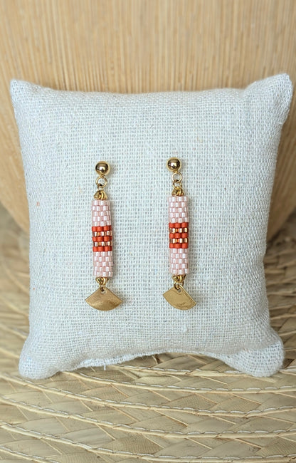 Boucles d'oreilles tube SAMBA – Rose et rouge