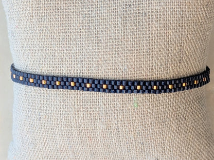 Bracelet minimaliste tissé fin ZOE - Bleu marine