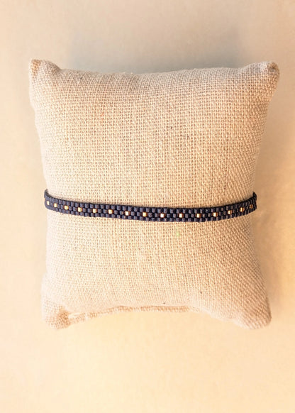 Bracelet minimaliste tissé fin ZOE - Bleu marine