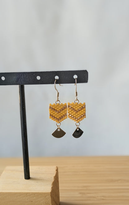 FANNY - Boucles d'Oreilles Pendantes en Perles Miyuki - Jaune