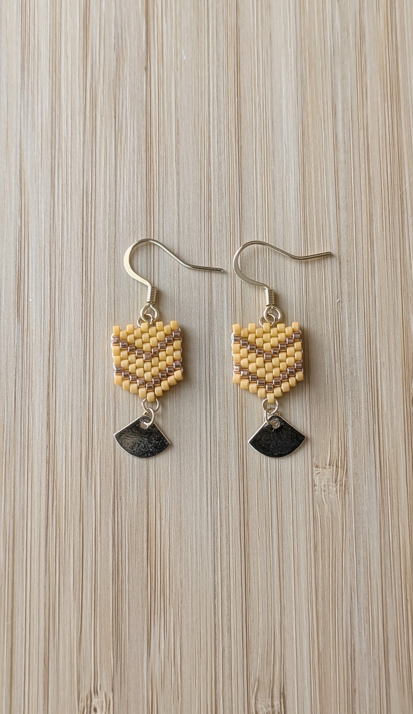 FANNY - Boucles d'Oreilles Pendantes en Perles Miyuki - Jaune