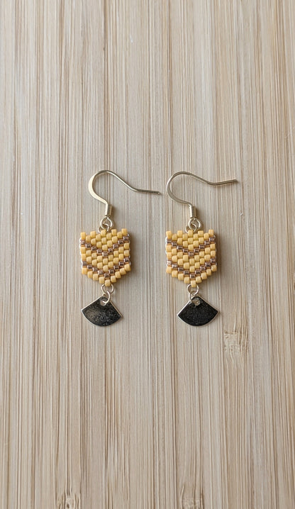FANNY - Boucles d'Oreilles Pendantes en Perles Miyuki - Jaune