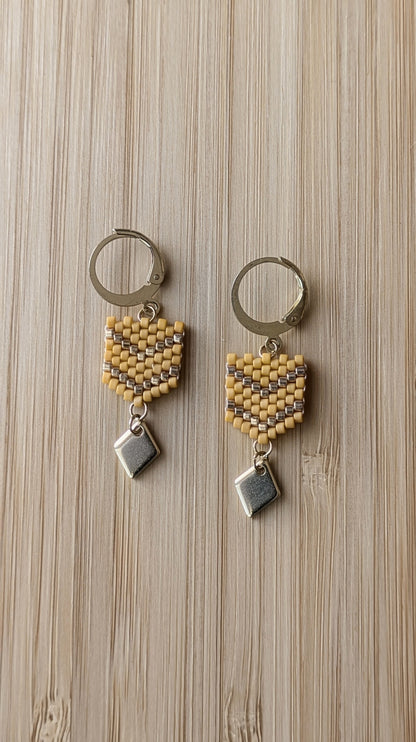 FANNY - Boucles d'Oreilles Dormeuses en Perles Miyuki - Jaune