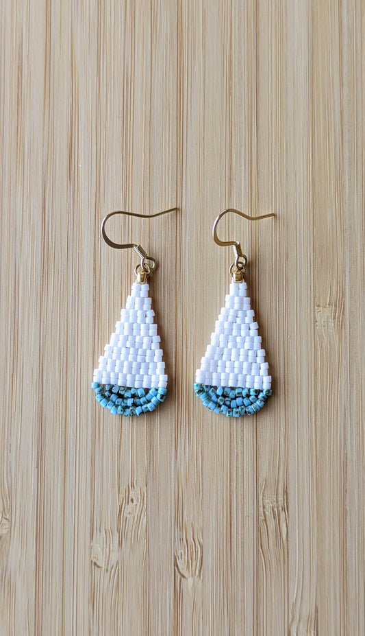 Boucles d'oreilles goutte - Blanc et Bleu Turquoise