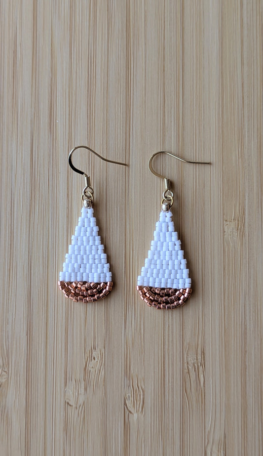 Boucles d'oreilles goutte - Blanc et Cuivré