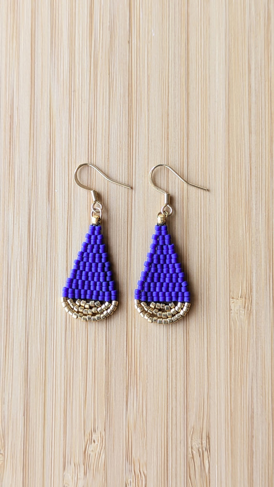 Boucles d'oreilles goutte - Bleu cobalt et doré