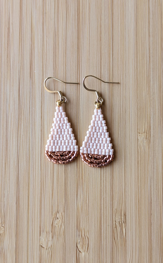 Boucles d'oreilles goutte - Rose Pêche et Cuivré