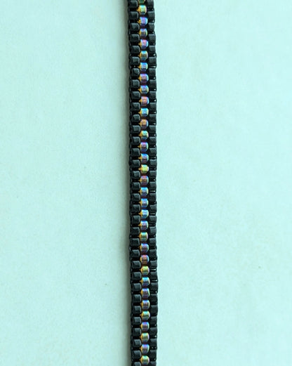 Bracelet tissé fin RAINBOW - Noir
